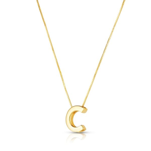 14K Yellow Gold Yours Truly Block Letter Initial C Necklace