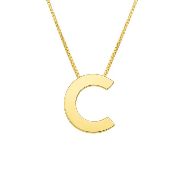 14K Yellow Gold Yours Truly Block Letter Initial C Necklace - alternate view 2