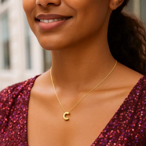 14K Yellow Gold Yours Truly Block Letter Initial C Necklace - alternate view 3
