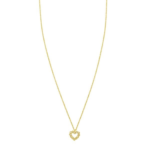14K Yellow Gold Petite Diamond Heart Necklace