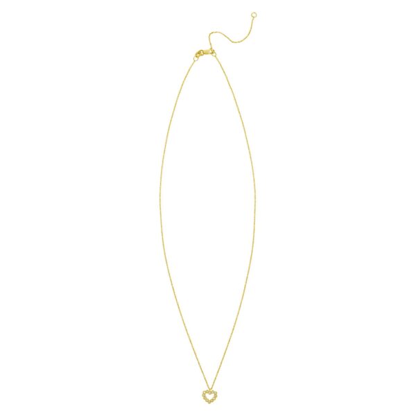 14K Yellow Gold Petite Diamond Heart Necklace - alternate view 2