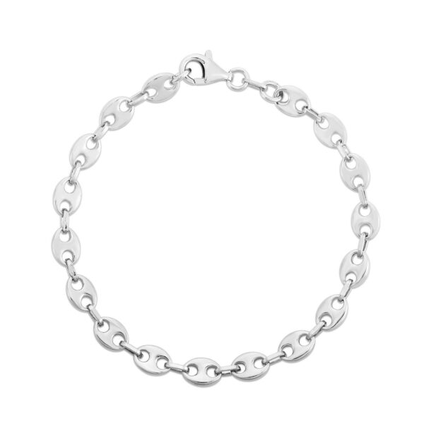 Sterling Silver Rhodium Plated Puffed Mariner Bracelet (3.70 mm) - alternate view 2
