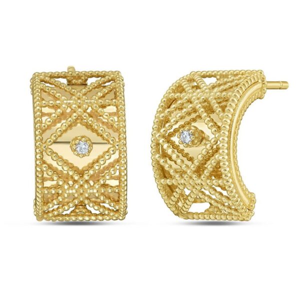 14K Yellow Gold Diamond Vannerie Earrings - alternate view 3