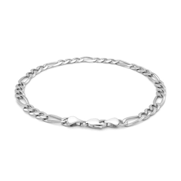 14k White Gold Solid Figaro Bracelet (6.00 mm) - alternate view 2