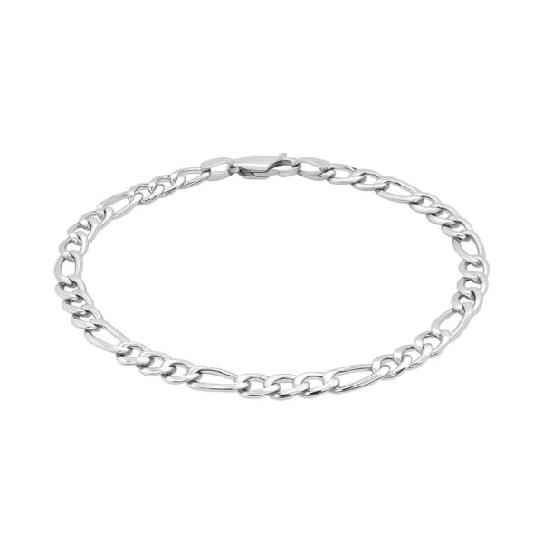 14k White Gold Solid Figaro Bracelet (6.00 mm) - alternate view 3
