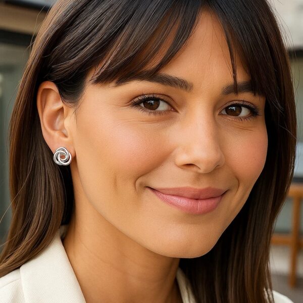 Polished Open Love Knot Earrings in Sterling Silver - alternate view 3