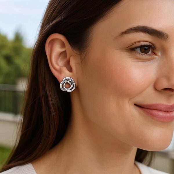 Polished Open Love Knot Earrings in Sterling Silver - alternate view 4