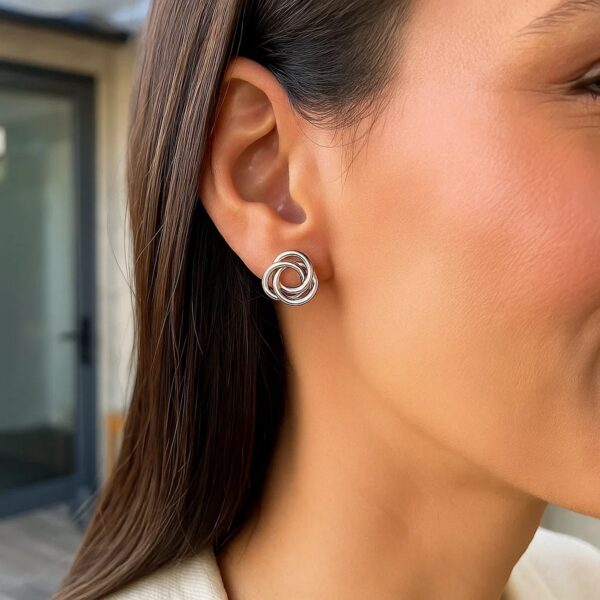 Polished Open Love Knot Earrings in Sterling Silver - alternate view 5