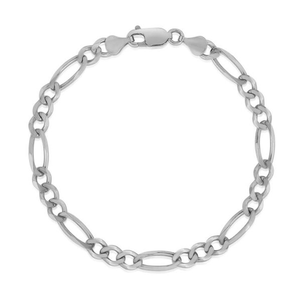 14k White Gold Solid Figaro Bracelet (4.50 mm) - alternate view 2