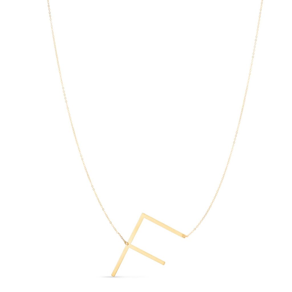 14K Yellow Gold Yours Truly Large Initial F Necklace