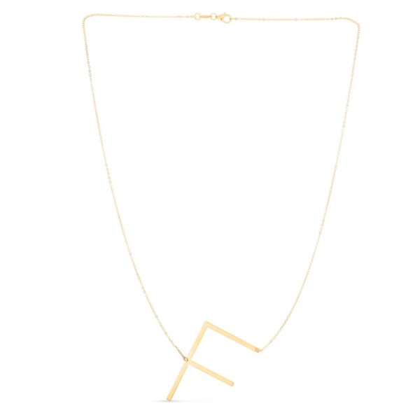 14K Yellow Gold Yours Truly Large Initial F Necklace - alternate view 2