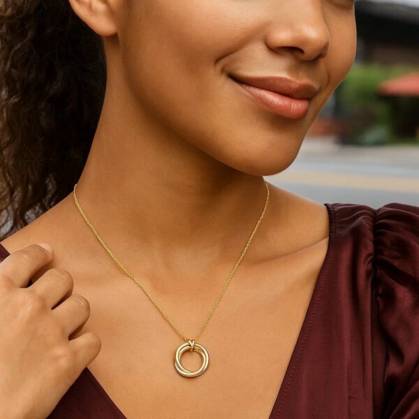 14K Yellow Gold Interlocking Large Trinity Necklace - alternate view 3