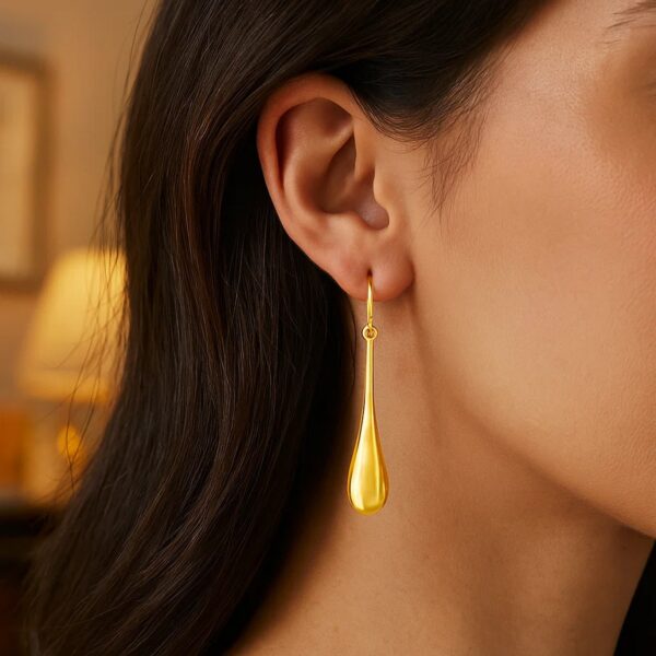 14k Yellow Gold Dramatic Drop Earrings - alternate view 2