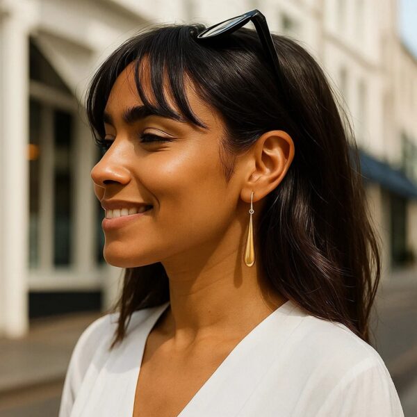 14k Yellow Gold Dramatic Drop Earrings - alternate view 3