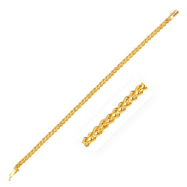 14k Yellow Gold Two Row Rope Bracelet (3.90 mm)
