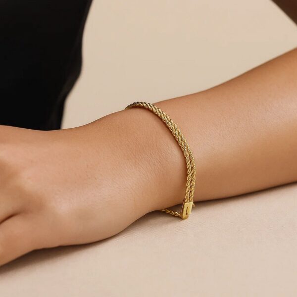 14k Yellow Gold Two Row Rope Bracelet (3.90 mm) - alternate view 3