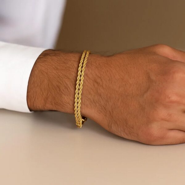 14k Yellow Gold Two Row Rope Bracelet (3.90 mm) - alternate view 4