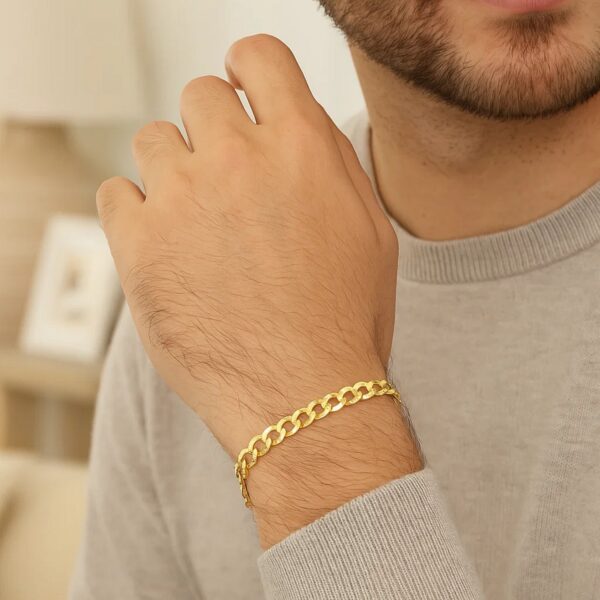 14k Yellow Gold Solid Curb Bracelet (4.70 mm) - alternate view 5