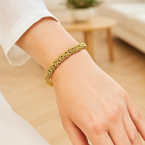 14k Yellow Gold Byzantine Link Stylish Bracelet (9.00 mm) - alternate view 2