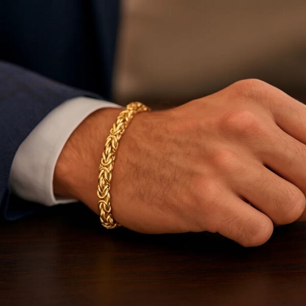 14k Yellow Gold Byzantine Link Stylish Bracelet (9.00 mm) - alternate view 5