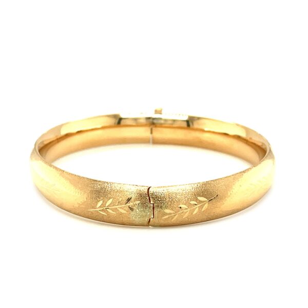 Classic Floral Carved Bangle in 14k Yellow Gold (10.00 mm) - alternate view 2
