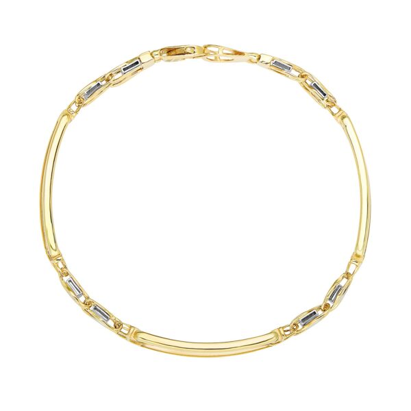 14k Two-Tone Gold Fancy Bar Style Mens Bracelet with Curved Connectors (9.65 mm) - alternate view 2
