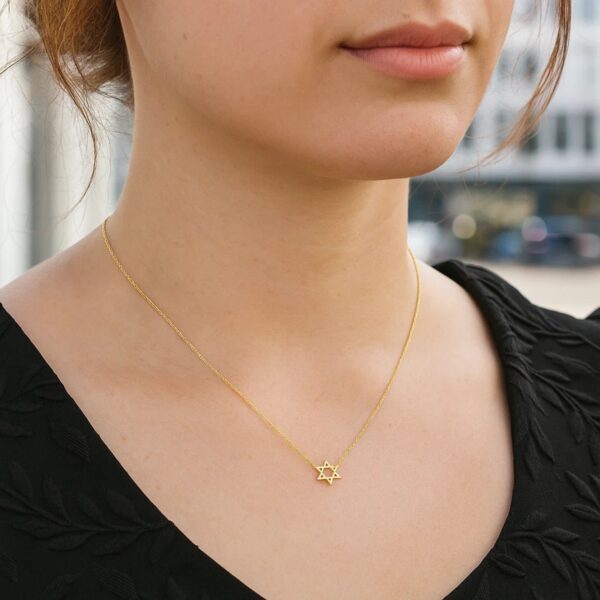 14k Yellow Gold Star of David Necklace - alternate view 3