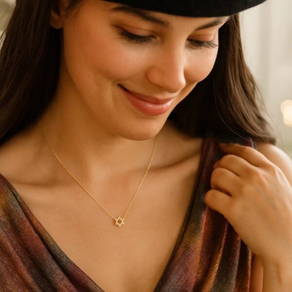 14k Yellow Gold Star of David Necklace - alternate view 4