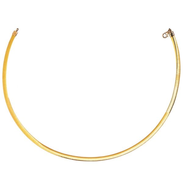 14K Yellow Gold And Silver Reversible Omega Chain Necklace (5.00 mm) - Yellow Gold &amp; Sterling Silver