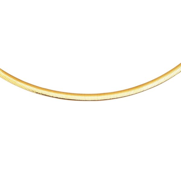 14K Yellow Gold And Silver Reversible Omega Chain Necklace (5.00 mm) - Yellow Gold &amp; Sterling Silver - alternate view 2