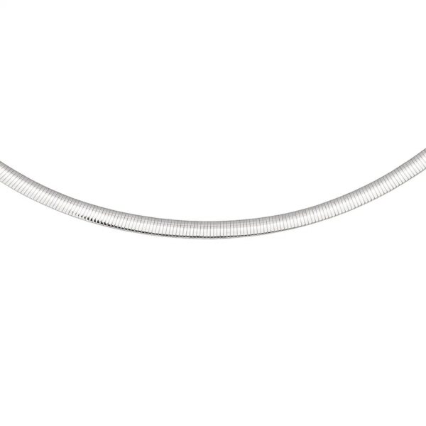 14K Yellow Gold And Silver Reversible Omega Chain Necklace (5.00 mm) - Yellow Gold &amp; Sterling Silver - alternate view 4
