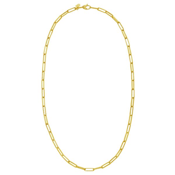 14K Yellow Gold Mini Diamante Paperclip Necklace (3.20 mm) - alternate view 2