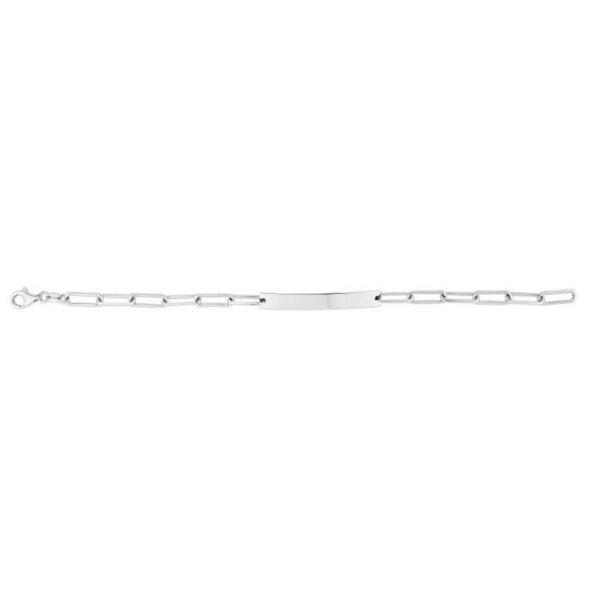 Sterling Silver Rhodium Plated Engravable ID Bar Paperclip Bracelet (2.10 mm) - alternate view 3