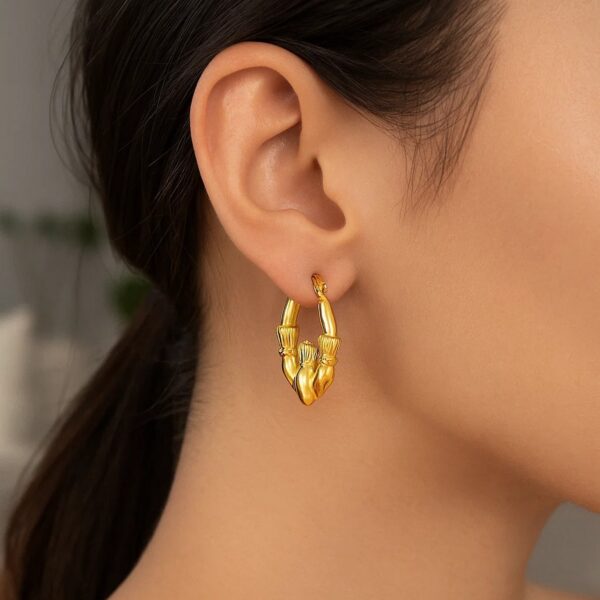 14K Yellow Gold Claddagh Symbol Hoop Earrings - alternate view 4