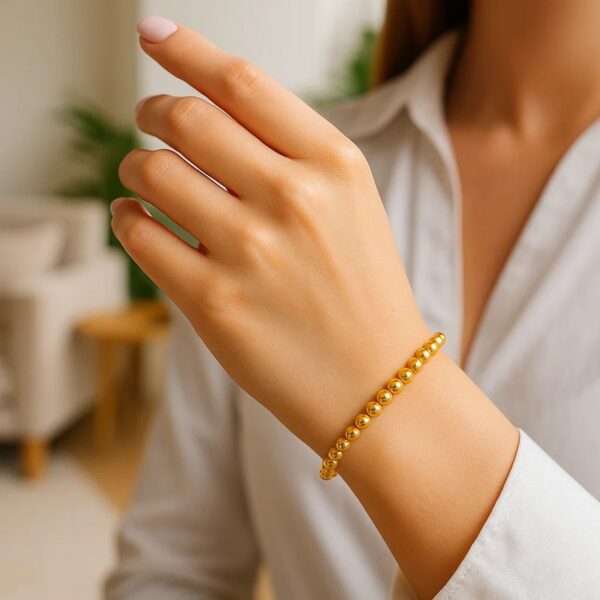 14k Yellow Gold Bead Bracelet (5.00 mm) - alternate view 4