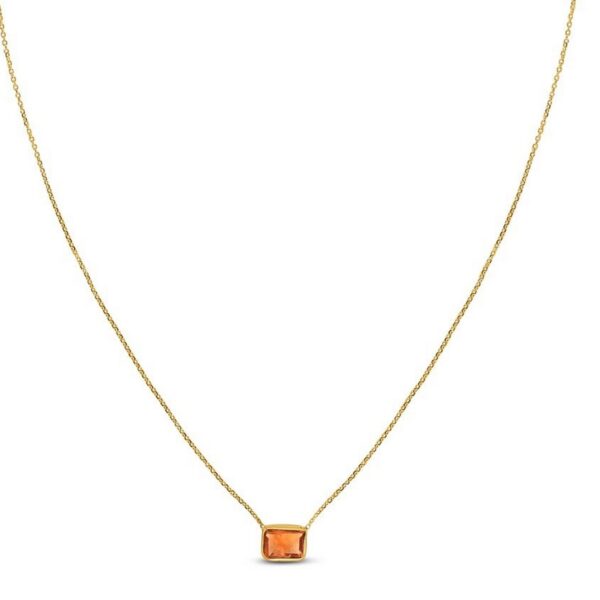 14K Yellow Gold Emerald Cut Citrine Necklace - alternate view 2
