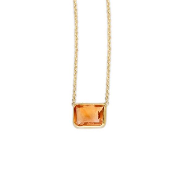 14K Yellow Gold Emerald Cut Citrine Necklace - alternate view 3
