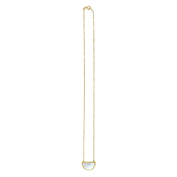 MOP Geometric Gem Half Moon Necklace in 14K Yellow Gold - alternate view 2