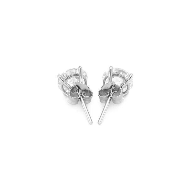 Sterling Silver Stud Earrings with White Hue Faceted Cubic Zirconia(6mm) - alternate view 3