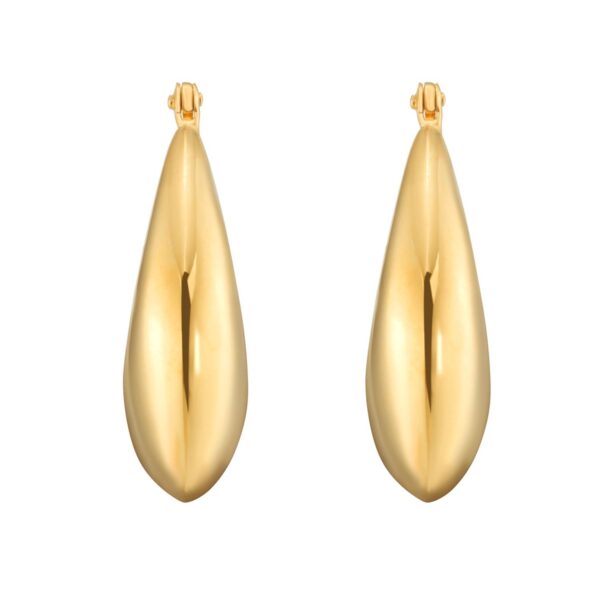 Sterling Silver Yellow Gold Plated Sculptural Crescent Hoop Earrings - alternate view 2