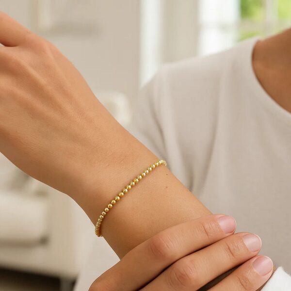 14K Yellow Gold Bead Bracelet (3.00 mm) - alternate view 3