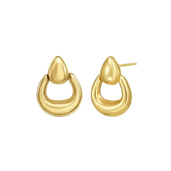 14K Yellow Gold Sculpted Door Knocker Earrings - alternate view 2