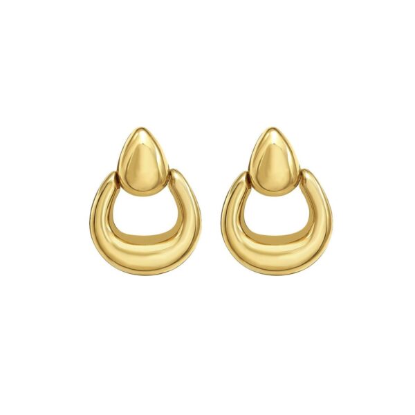 14K Yellow Gold Sculpted Door Knocker Earrings - alternate view 3