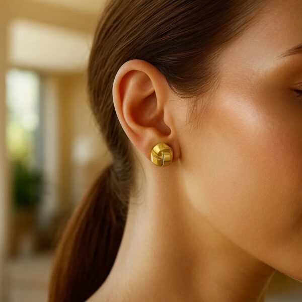 14k Yellow Gold Fancy Knot Stud Earrings - alternate view 2