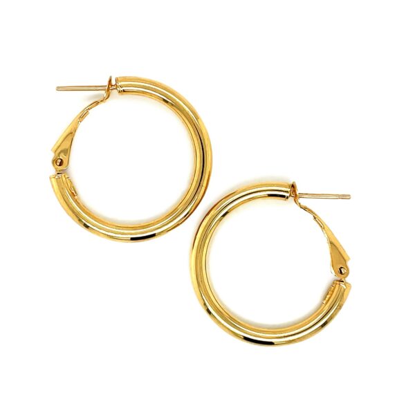 14k Yellow Gold High Polish Hoop Earrings(2x20mm) - alternate view 2