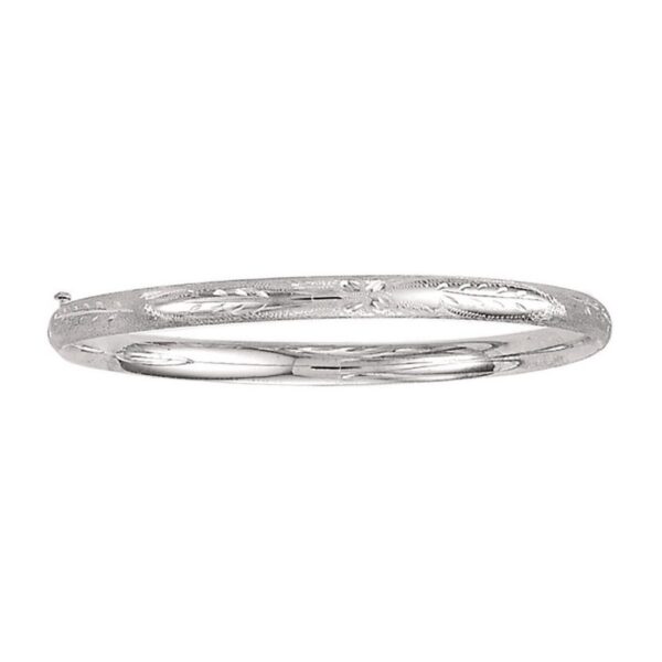 Classic Floral Carved Bangle in 14k White Gold (5.00 mm) - alternate view 2