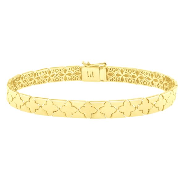 Nature Inspired Clover Bracelet in 14K Yellow Gold (6.50 mm) - alternate view 2