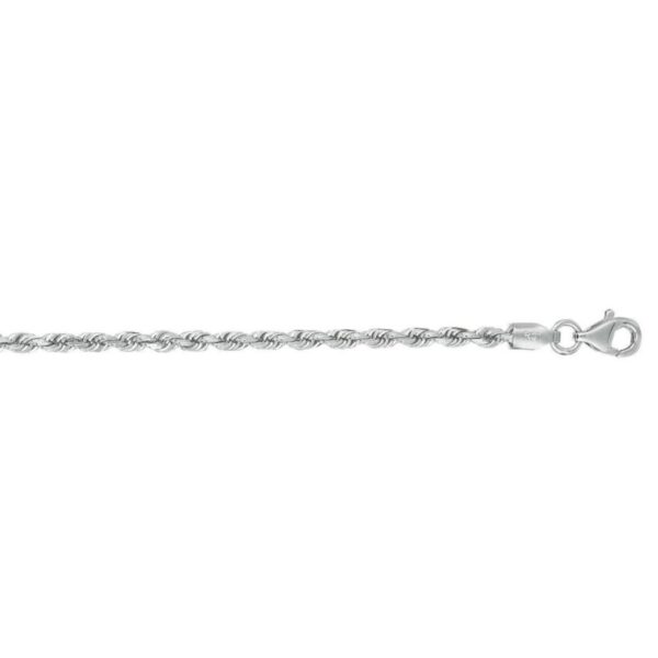 14k White Gold Solid Diamond Cut Rope Bracelet (2.50 mm) - alternate view 2
