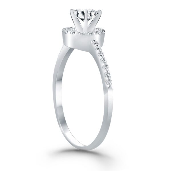 14k White Gold Diamond Halo Collar Engagement Ring - alternate view 3