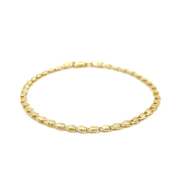 14k Yellow Gold Heart Bracelet (3.00 mm) - alternate view 2